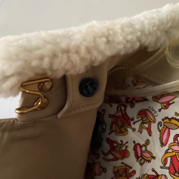 NWT COACH •Rare• Classic Animated Trench Coat with Shearling Collar Size 0 - Picture 7 of 15